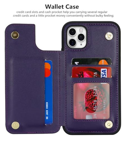 iCoverCase Compatible with iPhone 11 Pro Phone Case with Card Holder, Wallet Case for Women Men RFID Blocking PU Leather Protective Case 5.8 Inch (Dark Purple) - color: Dark Purple