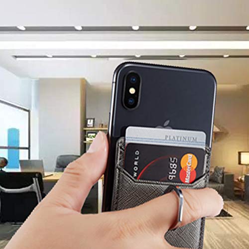 Card Holder for Phone Case 2Pc, RFID Leather Phone Wallet with Ring | Phone Wallet Stick On Back Of Phone Case.Credit Card/ID/Pocket Phone Card Holder for iPhone Andriod. Viewing Freely - color: Black