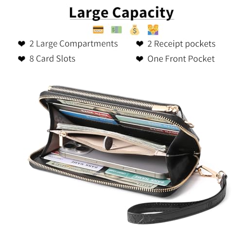 GOIACII Phone Purse Crossbody Bags for Women Small Travel Wallet Touch Screen RFID Blocking - color: A11 Black Pattern