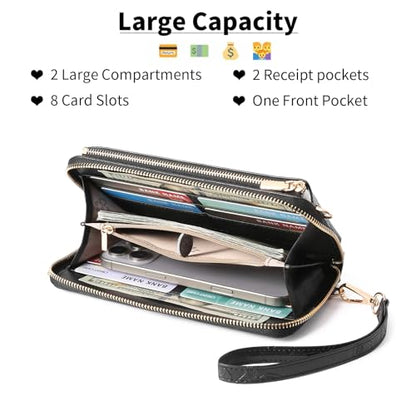 GOIACII Phone Purse Crossbody Bags for Women Small Travel Wallet Touch Screen RFID Blocking - color: A11 Black Pattern