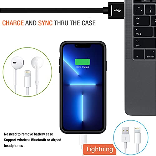 Battery Case for iPhone 13 Pro Max, Upgraded Real 10000mAh Slim Portable Protective Charging Case Compatible with iPhone 13 Pro Max (6.7 inch) Rechargeable Extended Battery Pack Charger Case (Black)