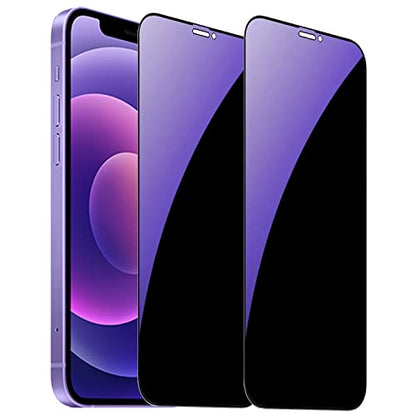 2 Pack Anti-Blue Privacy Tempered Glass Suit for iPhone 12 / iPhone 12 Pro Anti-Spy Screen Protector Anti-Peeping Film 9H Hardness Anti-scratch Full Covered 6.1 inch (Blue) - size: For iPhone 12 / 12 Pro