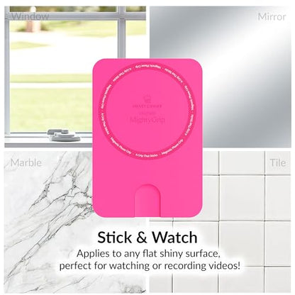 Velvet Caviar Suction Cup Phone Case Mount Compatible with MagSafe Devices Only - Magnetic Silicone Sticky Phone Grip Holder for iPhone Back of Phone - Mirror Gripper (Hot Pink) - color: Hot Pink