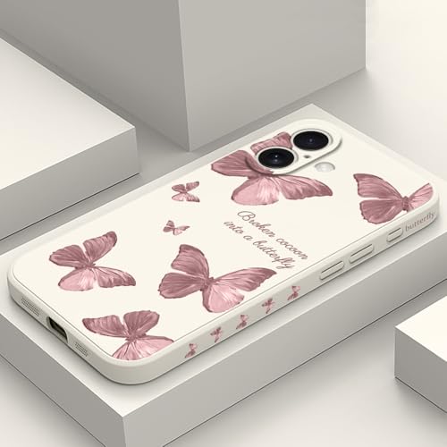 LEECG for iPhone 17 Case, Flower Protective Bumper Slim Soft Phone Cover for iPhone 17 6.3 inch, Butterfly Rice White - color: Butterfly Rice White, size: for iPhone 17