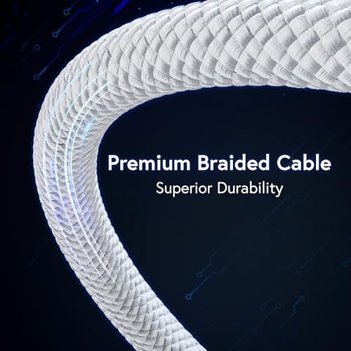 AFFHAUSEN USB-C to USB-C Cable 5ft (1.5m), 60W, Braided White - color: White, size: 4ft 11in / 1.5m