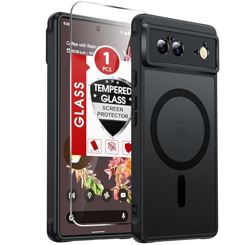 LeYi for Google Pixel-6 Case [MagSafe Fit] Thin Matte Translucent, Black | Pixel6 Cover with Pixel 6 Screen Protector & Camera Bump Protection, Magnetic Funda para Pixel6 Android Mobile Unlocked - color: Black, size: Pixel 6 (6.4 Inch)
