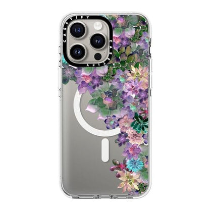 CASETiFY for iPhone 15 Pro Max Case - Impact Clear Compatible with MagSafe | Not Yellowing | 6.6 ft. 3X Military Grade Drop Protection | MY SUCCULENT GARDEN | Clear - color: MY SUCCULENT GARDEN, size: Iphone 15 Pro Max (6.7")