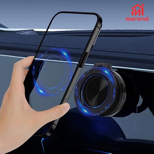 Magnetic Grip Pro 360° Stand, Vacuum Car Cell Phone Mount Holder with Suction Cup, Rotatable, Double-sided Adsorption Adjustable Powerful Strong Magnet, Foldable Portable Electric Mobile Holder, Black