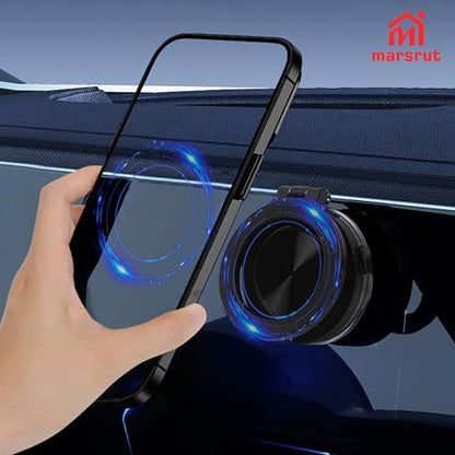 Magnetic Grip Pro 360° Stand, Vacuum Car Cell Phone Mount Holder with Suction Cup, Rotatable, Double-sided Adsorption Adjustable Powerful Strong Magnet, Foldable Portable Electric Mobile Holder, Black