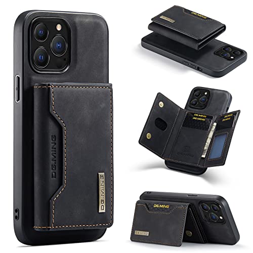 Leather Wallet Phone Cases Compatible with iPhone 14 Pro Max Case with Card Holder Men 6.7'' 2 in 1 Detachable Back Cover (Black,IP 14 Pro Max) - color: Black, size: IP 14 Pro Max
