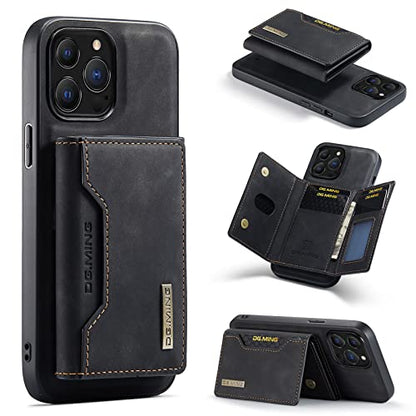 Leather Wallet Phone Cases Compatible with iPhone 14 Pro Max Case with Card Holder Men 6.7'' 2 in 1 Detachable Back Cover (Black,IP 14 Pro Max) - color: Black, size: IP 14 Pro Max