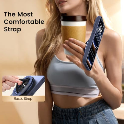 Foldable Double Sided Ring Magnetic Phone Grip & Kickstand (Blue) - color: Blue