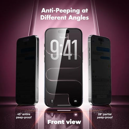 UNBREAKcable Privacy Screen Protector for iPhone Air, Full Coverage Shatterproof Tempered Glass [True 28°Anti Spy] [9H Hardness] [Easy Installation Frame] 2-Pack Private Screen for iPhone Air - size: iPhone Air