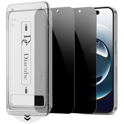 2 PACK Privacy Screen Protector for iPhone 17e/iPhone 16e, [27° Anti-Spy] 9H Hardness Shatterproof Tempered Glass with [Easy Installation Frame with Auto Dust Removal] Bubble Free, Case-Friendly, HD Full Coverage - size: iPhone 17e/16e