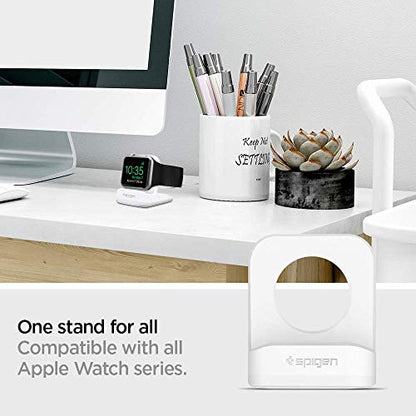 Spigen for Apple Watch Charger Stand, Durable TPU with Non-Slip Base - color: White, size: Classic
