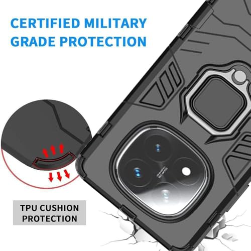 Phone Case for Xiaomi redmi Note 14 Pro Plus Case, 2 in 1 Hybrid Heavy Duty Armor Shockproof Defender Kickstand Dual Layer Bumper Hard Back Case Cover Tempered Glass Screen Protector，Black