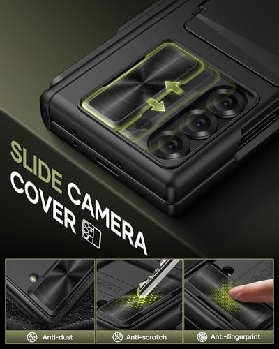 for Samsung Galaxy Z Fold 6 Case with Card Holder, Black - color: Black-P