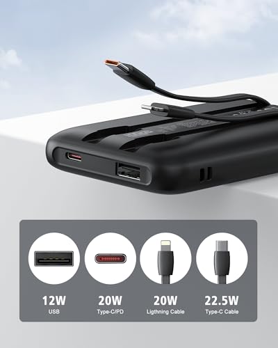 Portable Charger 10000mAh, 22.5W Fast Charging Power Bank - color: Black