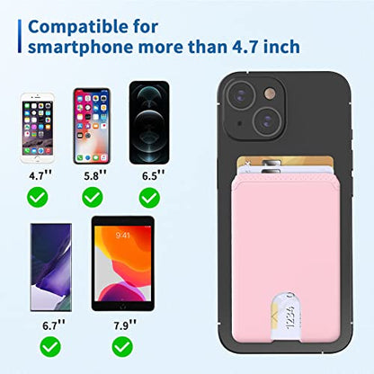 Senose Phone Wallet Stick On, Credit Card Holder for Back of CellPhone Case - color: Black+White+Pink