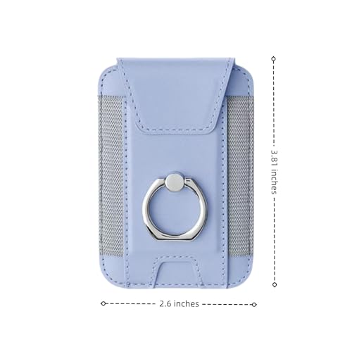 Magnetic Card Wallet Holder For Magsafe Wallets with Grip, 7 Cards Holder RFID Blocking, Ring Stand Stick on Wallet, Leather Magnetic Phone Wallet with Privacy Flap - color: Light purple elastic circular support