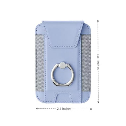 Magnetic Card Wallet Holder For Magsafe Wallets with Grip, 7 Cards Holder RFID Blocking, Ring Stand Stick on Wallet, Leather Magnetic Phone Wallet with Privacy Flap - color: Light purple elastic circular support