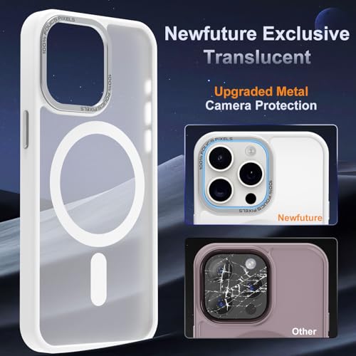 Newfuture Magnetic for iPhone 14 Pro Max Case Shockproof, Frosted White | Military Drop Protection, Slim Matte Anti-Fingerprint, Compatible with Magsafe, Camera Guard, Translucent Protective Cover - color: Frosted White, size: iPhone 14 Pro Max 6.7 inch
