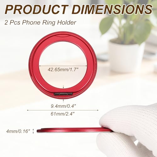 PATIKIL Phone Ring Holder, Metal 360 Rotation Magnetic Phone Grip Holder Stand with Adhesive Backing Smartphone Finger Grip Kickstand for Tablet Case Car Mount Accessory, Red - color: Red
