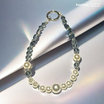 Elegance of the Sea: Pearl & Crystal Original Design Phone Charm with 2 Tether Tabs – Stylish, Durable, and Hands-Free Phone Chain – Compatible with iPhone, Samsung, Pixel & More - color: 06 Elegance of the Sea: Pearl & Crystal