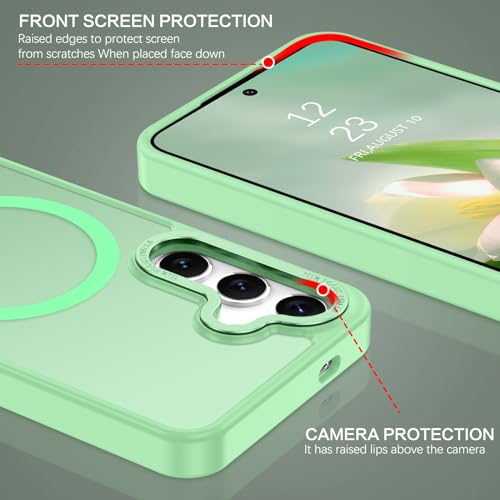 BENTOBEN Magnetic for Samsung Galaxy S24 Plus Case [Compatible with Magsafe] Translucent Matte Slim Fit Shockproof Anti-Yellow Women Men Protective Phone Cover for Galaxy S24 Plus 6.7", Matcha Green - color: Matcha Green