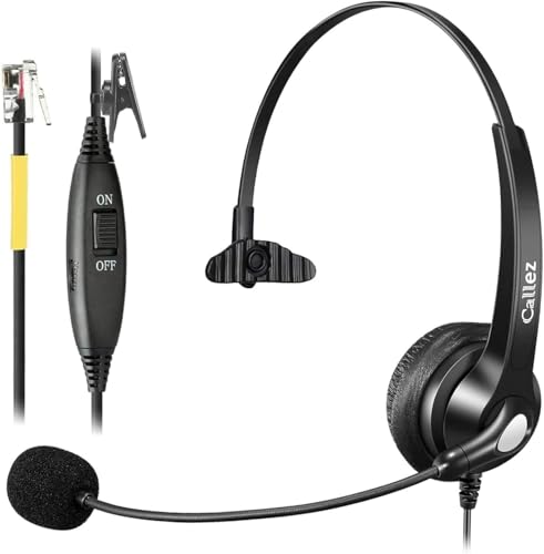 Callez Mono RJ9 Phone Headset with Noise Cancelling Mic for Avaya 1608 1616 - color: Black