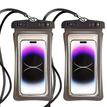 2pcs Waterproof Phone Pouch Case -Easy Lock & Heavy Duty IPX8 Water Proof Cell Phone Dry Bag for Beach, Protector for iPhone 17 16 15 14 13 12 11 Pro Max Plus Air, Galaxy S25 S24, 5-10in Black - color: Black