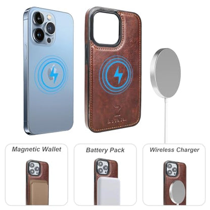 Bocasal for MagSafe Wallet Case Card Holder for iPhone 13 Pro, Brown - color: Brown for MagSafe
