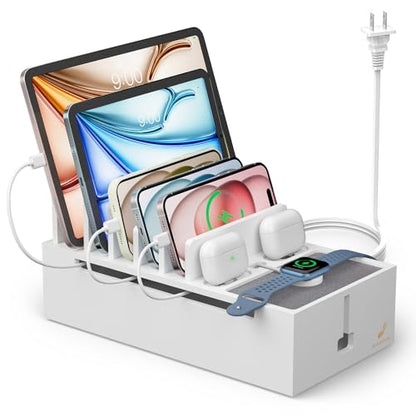 Pezin & Hulin Bamboo Charging Dock Station for Electronic Devices-White - color: White