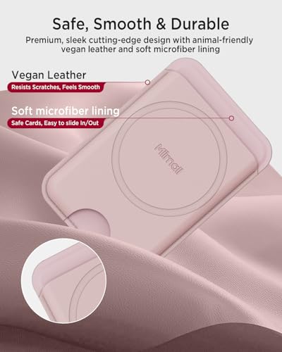 Miimall for Mag Safe Wallet Slim, 3 Cards Phone Card Holder Leather for Google Pixel 10 Series, Anti-Slip Magnetic Wallet Women Girl Ultra Thin Durable with RFID Stick for iPhone 17/16/15/14 Pink - color: Pink