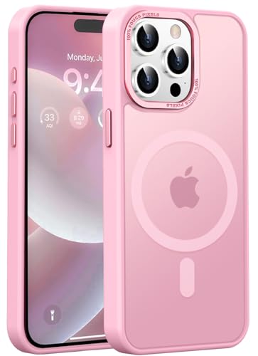 Newfuture Magnetic for iPhone 15 pro Case Matte Shockproof, Chalk Pink | Military Drop Protection, Slim Matte Anti-Fingerprint, Compatible with Magsafe, Camera Guard, Translucent Protective Cover - color: Chalk Pink, size: iPhone 15 Pro 6.1 inch