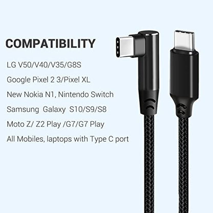 USB C to USB C Cable 1FT, 3 Packs, Right Angle 90 Degree, Short Cord - size: 1ft, 1ft, 1ft