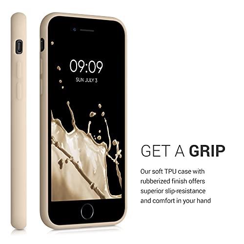 kwmobile Case Compatible with Apple iPhone SE (2022) / iPhone SE (2020) / iPhone 8 / iPhone 7 - Soft TPU Phone Cover with Card Holder and Silicone Finish - Mother of Pearl - color: mother of pearl