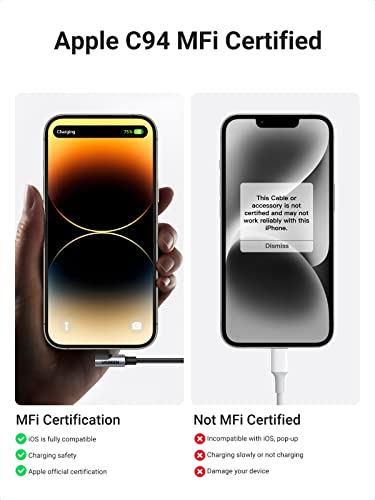 UGREEN MFi Certification Lightning Cable - 90 Degree USB C to Lightning Cable 6FT Compatible with iPhone 14/14 Pro/14 Pro Max, iPhone 13/12/11/X/XR/XS/8 Series, iPad, AirPods Pro - size: 6FT