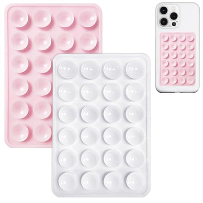 AZXYI Anteel 2 Pack Silicone Suction Phone Case Mount, Silicon Adhesive Suction Cup Phone Mount, Non Slip Sticky Phone Grip for Cellphone, Strong Grip Holder for Selfies and Videos (LightPink&White) - color: LightPink&White