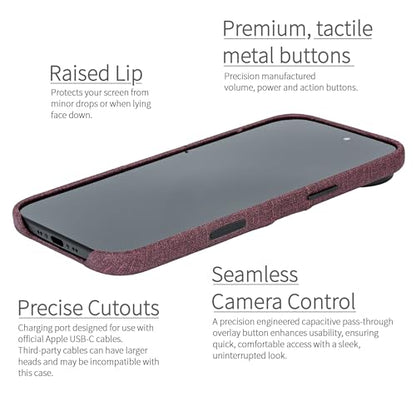 Dockem Card Case for iPhone 17 Air with Magnetic Mounting Plate, Camera Control Button, Wallet with 2 Holder Slots: M2 Luxe Canvas-Style Synthetic Leather (Burgundy) - color: Burgundy, size: 17 Air