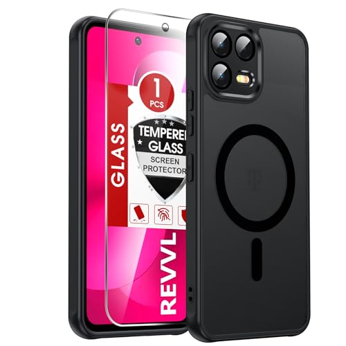 LeYi for Revvl-8-Pro Phone Case [MagSafe Fit] Frosted Translucent, Black | Revvl 8 Pro Case [𝐍𝐨𝐭 𝐅𝐢𝐭 𝐑𝐞𝐯𝐯𝐥 𝟖] with Screen Protector, Phone Case for Revvl 8 Pro para Revel 8 Pro Phone - color: Black, size: T-Mobile Revvl 8 Pro (6.5 Inch)