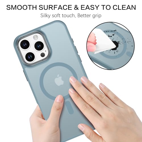 BENTOBEN Magnetic for iPhone 16 Pro Max Case,(Compatible with MagSafe) (Military Grade Drop Protection) Slim Translucent Matte Shockproof with Anti-Fingerprint Phone Case 6.9",Gray Blue - color: Gray Blue