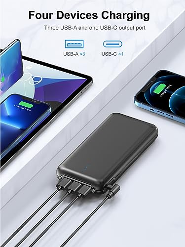 RETMSR Portable Charger 30000mAh 22.5W USB C Fast Charging with Flashlight - color: Black