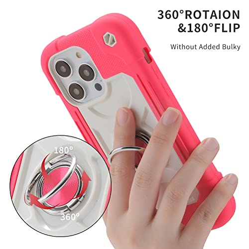 MARKILL Compatible with iPhone 14 Pro Case 6.1 Inch with Built-in Ring Stand, Military Grade Drop Protection Full Body Rugged Heavy Duty Case 3 in 1 Protective Durable Cover Hot Pink - color: Hot Pink, size: iPhone 14 Pro 6.1"