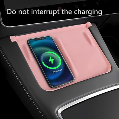 Frani Wireless Charging Pad Cover for 21-23 Model 3 & 21-24 Model Y - color: Light Pink, size: Model 3(2021-2023);Model Y(2021-2025)