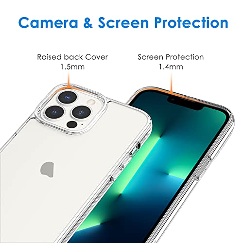 JETech Case for iPhone 13 Pro Max, Anti-Yellowing, Clear | Shockproof Protection, Scratch Resistant Hard PC Back, Durable Transparent TPU Bumper - color: Clear