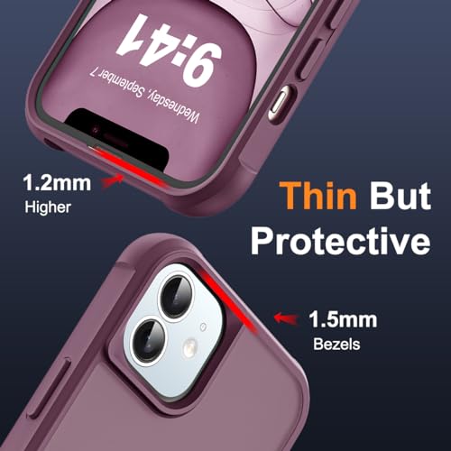 SKYLMW Compatible with iPhone 11 Case with Stand,Wine Red | iPhone 11 Phone Case 6.1",Magnetic Ring Stand,Compatible with MagSafe,Military-Grade Protection,Great Grip Feeling - color: Wine Red, size: Iphone 11