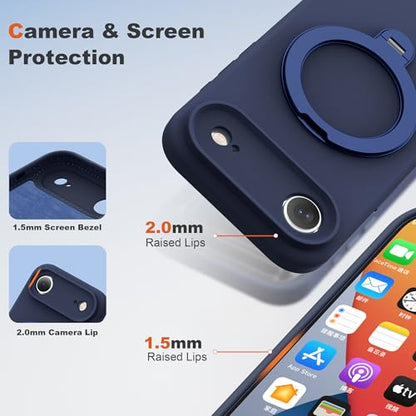 Case for iPhone Air with 360°Spin Stand,6.5" Dark Blue | Magnetic 360°Spin Stand,Compatible with Mag-Safe,Soft Silicone Air Phone Case - color: Dark Blue, size: Iphone Air
