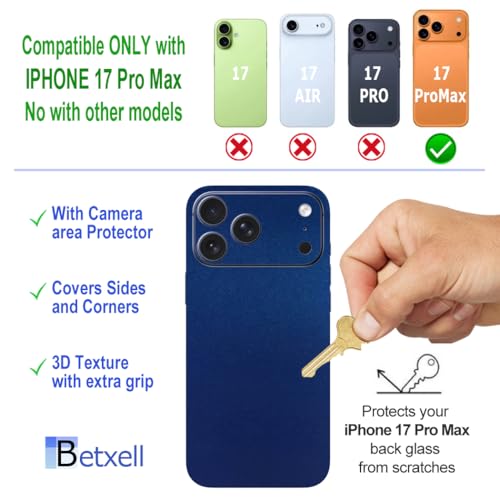 for iPhone 17 PRO MAX Skin Wrap 3M Film (2 Pack) Protective for Sides and Back (Blue Metallic) - color: Blue Metallic