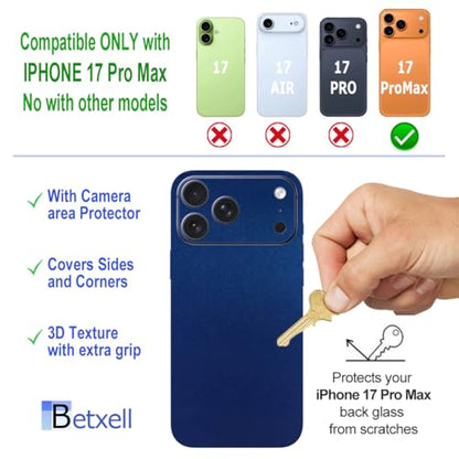 for iPhone 17 PRO MAX Skin Wrap 3M Film (2 Pack) Protective for Sides and Back (Blue Metallic) - color: Blue Metallic